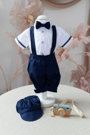 Costume botez baieti - Costum de Bleumarin cu Body Camasa