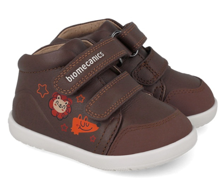 Incaltaminte Barefoot - Ghete Biomecanics maro cu animăluțe și steluțe, cod 261153-C903