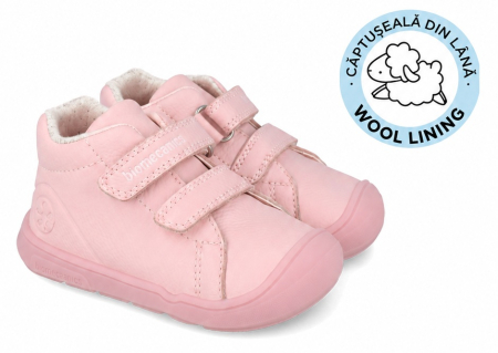 Ghete & Cizme Primii Pasi - Ghete barefoot roz cu lână Biomecanics 261140-C032FB pentru primii pași