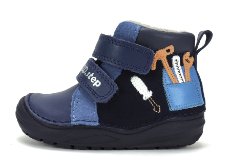Ghete & Cizme Primii Pasi - Ghete bleumarin calduraose D.D.Step pentru băieți din piele naturală imblanite  A071-62646B