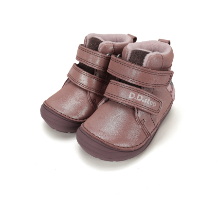 Ghete roz D.D.Step pentru fete din piele naturală imblanite cu polar glezna sustinuta flexibile calduroase A071-62882A [5]