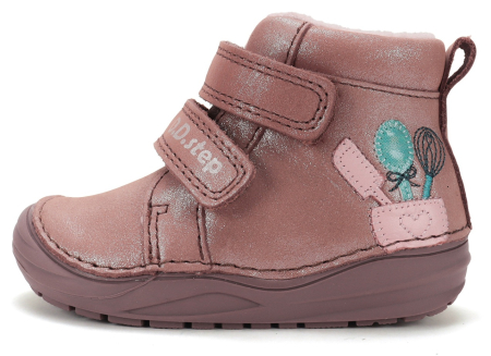 D.D. Step - Ghete roz D.D.Step pentru fete din piele naturală imblanite cu polar glezna sustinuta flexibile calduroase A071-62882A