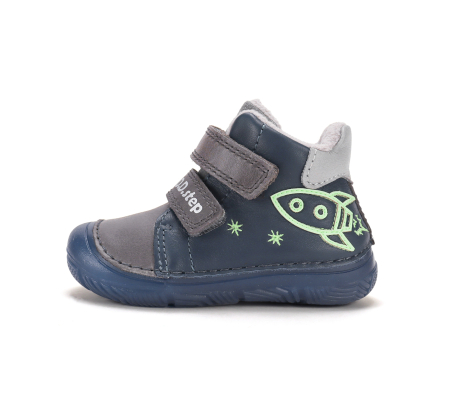 Ghete calduroase bleumarin D.D.Step pentru băieți cu rachetă imblanite cu calcai sustinut calapod normal sau latA082-62203 [1]