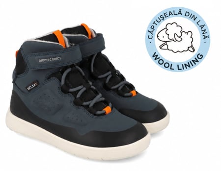 Ghete & Cizme Primii Pasi - Ghete barefoot cu lână baieti Biomecanics 261242-A089FB Azul Marino