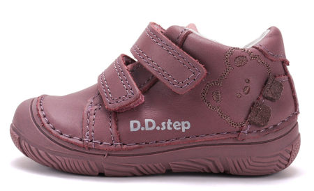 Incaltaminte primii pasi - Ghete neîmblănite fete D.D.Step S082-62150A Grape din piele naturală cu călcâi susținut