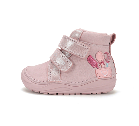 Ghete roz D.D.Step pentru fete din piele naturală imblanite cu polar glezna sustinuta flexibile calduroase A071-62882 [1]