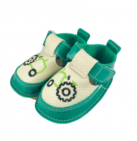 Sandale gri cu calcai verde si tractor, Macco [1]