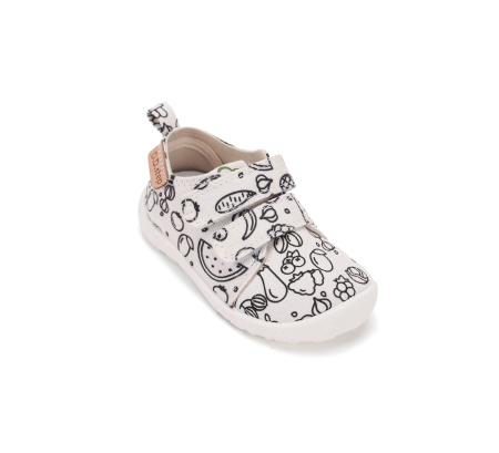 Papuci de interior barefoot D.D.Step Color Your Way albi, imprimeu Fast Food, cod C086-71353 [8]
