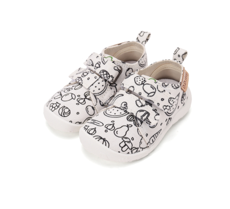 Papuci de interior barefoot D.D.Step Color Your Way albi, imprimeu Fast Food, cod C086-71353 [7]