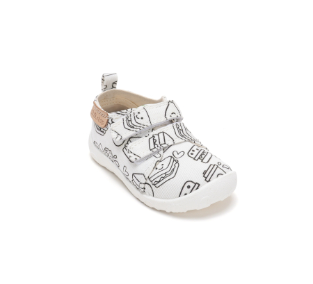 Papuci de interior barefoot D.D.Step Color Your Way albi, imprimeu Fast Food, cod C086-71353A [6]