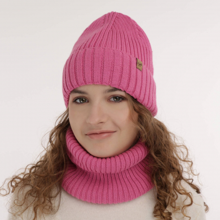 Set caciula merino Mesalia roz [1]