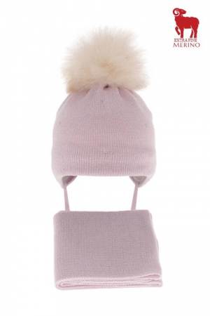 Agbo - Merino Set Caciula si Fular, Rosalina Lila - AGBO