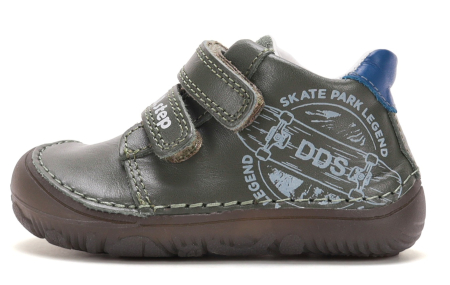 Incaltaminte primii pasi - Pantofi barefoot verzi băieți D.D.Step S073-62313M din piele naturală cu talpă flexibila