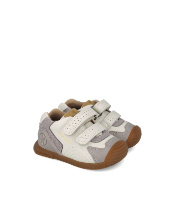 Pantofi Biomecanics unisex alb-gri pentru primii pași, cod 261126-B695 [2]
