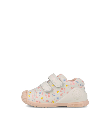 Pantofi crem Biomecanics cu flori pentru primii pași, cod 261102-C695 [5]