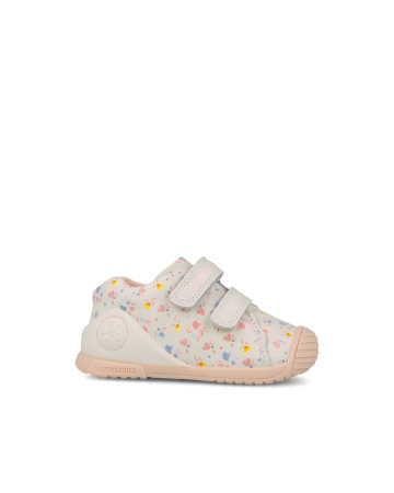Pantofi crem Biomecanics cu flori pentru primii pași, cod 261102-C695 [1]