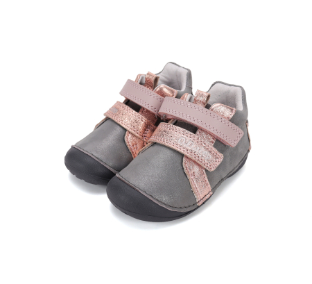 Pantofi gri D.D.Step pentru primii pași fete, cu detalii roz și pinguin, S015-62120F [5]