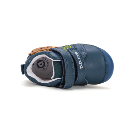 Pantofi albaștri D.D.Step piele naturala flexibili pentru primii pași băieți cu arici S015-62748 [4]