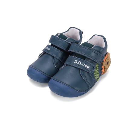 Pantofi albaștri D.D.Step piele naturala flexibili pentru primii pași băieți cu arici S015-62748 [6]