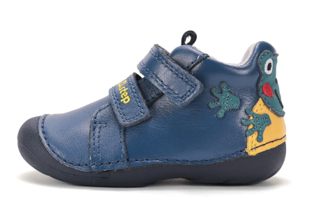 Încălțăminte copii - Pantofi albaștri D.D.Step piele naturala flexibili pentru primii pași băieți cu arici S015-62748