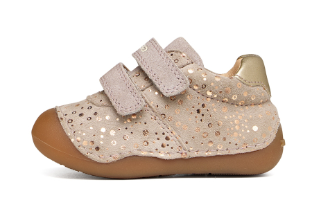 Incaltaminte Barefoot - Pantofi primii pași Geox Tutim fete bej din piele B9440B 007NF C5004