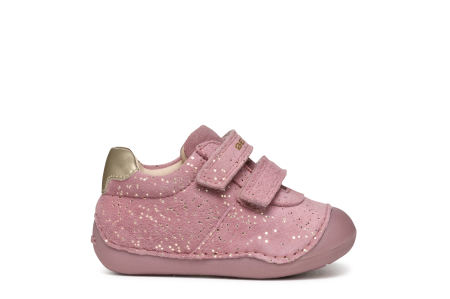 Pantofi Geox Tutim fete roz-platină din piele pentru primii pași B9440B 007NF C8233 [1]