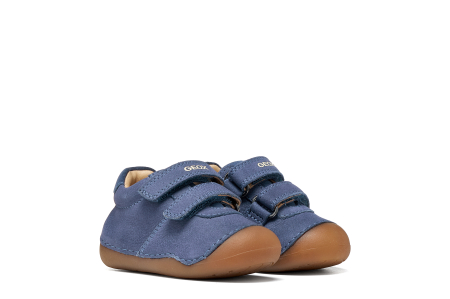 Pantofi Geox Tutim pentru băieți din piele naturală nubuc și suede albastru denim, cu vârf protejat, călcâi întărit, primii pasi branț detașabil și scai dublu, B9439A 03322 C4008 [3]