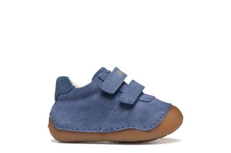 Pantofi Geox Tutim pentru băieți din piele naturală nubuc și suede albastru denim, cu vârf protejat, călcâi întărit, primii pasi branț detașabil și scai dublu, B9439A 03322 C4008 [1]