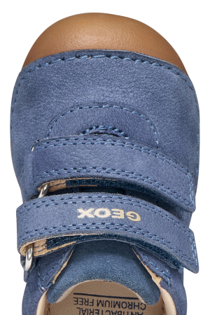 Pantofi Geox Tutim pentru băieți din piele naturală nubuc și suede albastru denim, cu vârf protejat, călcâi întărit, primii pasi branț detașabil și scai dublu, B9439A 03322 C4008 [10]