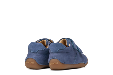 Pantofi Geox Tutim pentru băieți din piele naturală nubuc și suede albastru denim, cu vârf protejat, călcâi întărit, primii pasi branț detașabil și scai dublu, B9439A 03322 C4008 [4]