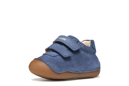 Pantofi Geox Tutim pentru băieți din piele naturală nubuc și suede albastru denim, cu vârf protejat, călcâi întărit, primii pasi branț detașabil și scai dublu, B9439A 03322 C4008 [2]