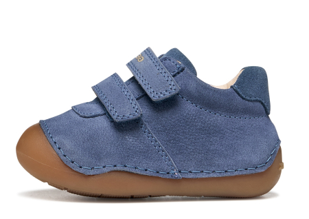 Incaltaminte Barefoot - Pantofi Geox Tutim pentru băieți din piele naturală nubuc și suede albastru denim, cu vârf protejat, călcâi întărit, primii pasi branț detașabil și scai dublu, B9439A 03322 C4008