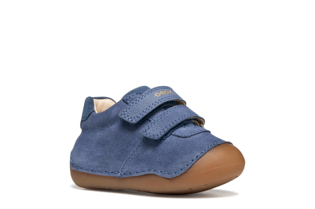 Pantofi Geox Tutim pentru băieți din piele naturală nubuc și suede albastru denim, cu vârf protejat, călcâi întărit, primii pasi branț detașabil și scai dublu, B9439A 03322 C4008 [5]