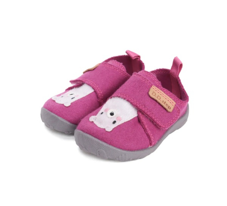 DD Step - Papuci Hidrofobi pentru Gradinita/Afterschool Pink Wooly