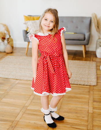 Rochie rosie cu buline albe TinTin Shop [2]