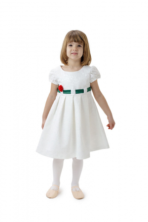 Rochie fete alba cu cordon verde,TinTin Shop [1]
