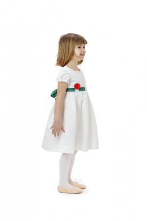 Rochie fete alba cu cordon verde,TinTin Shop [2]