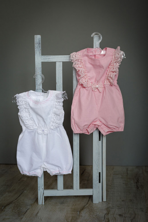 Salopeta alba din in pentru bebelusi, TinTin Shop [1]