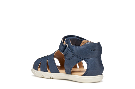 Sandale barefoot Geox primii pași piele naturală  B656PC 000CL C4002 albastru inchis pentru baieti [1]