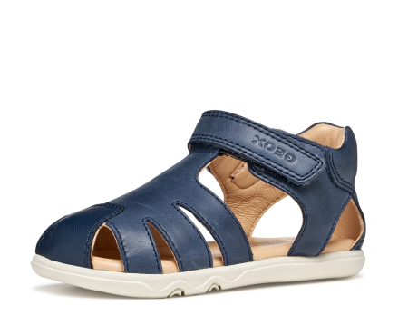 Sandale barefoot Geox primii pași piele naturală  B656PC 000CL C4002 albastru inchis pentru baieti [0]
