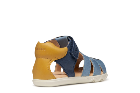 Sandale barefoot Geox primii pași piele naturală B656PC 000CL C0916 albastru cu bleu pentru baieti [2]