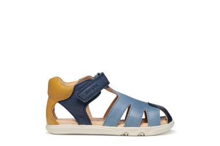 Sandale barefoot Geox primii pași piele naturală B656PC 000CL C0916 albastru cu bleu pentru baieti [5]