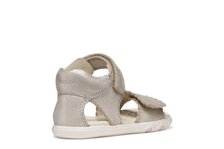 Sandale barefoot Geox primii pași piele naturală  B656QB 000CR C5000 ivoire sidefate pentru fete [0]