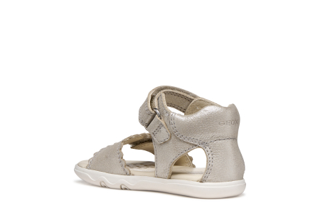 Sandale barefoot Geox primii pași piele naturală  B656QB 000CR C5000 ivoire sidefate pentru fete [3]
