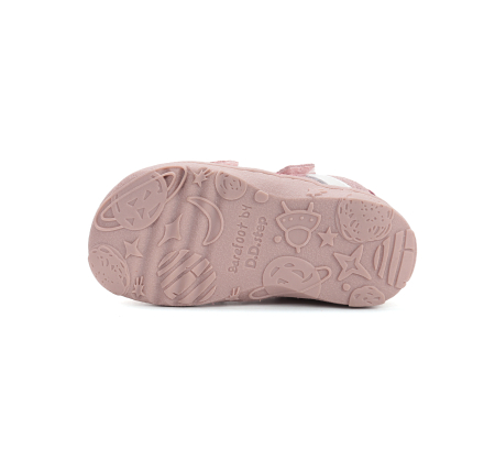 Sandale decupate barefoot DD Step primii pași piele naturală H077-61288C roz baby pentru fetițe [4]