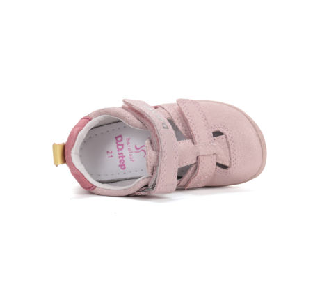 Sandale decupate barefoot DD Step primii pași piele naturală H077-61288C roz baby pentru fetițe [3]