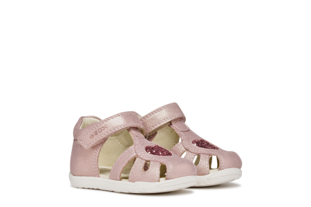 Sandale Geox primii pași piele naturală B Sandal Macchia Gir B654WA roz pentru fetițe [4]
