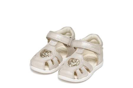 Sandale Geox primii pași piele naturală B Sandal Macchia Gir B654WA 0MAEW C0262  cremz pentru fetițe [1]