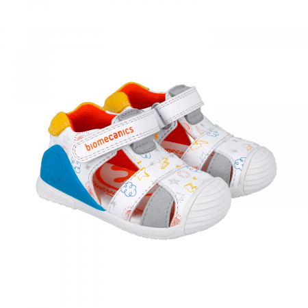 Sandale Primii Pasi Biomecanics 252116-C835 Blanco y Yema [5]