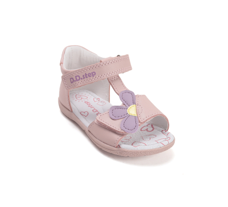 Sandale din piele naturala, flexibile pentru primii pasi prindere in doua barete G111-61348 aramiu pentru fete [7]